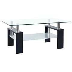 Coffee Table Black And Transparent 37.4"x21.7"x15.7" Tempered Glass - Black