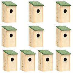 Bird Houses 10 Pcs Solid Firwood 4.7"x4.7"x8.7" - Brown