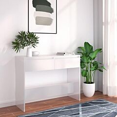 Console Table High Gloss White 39.4"x13.8"x13.8" Chipboard - White
