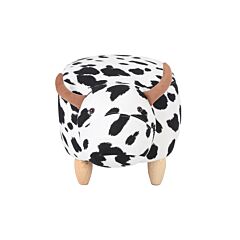 Animal Storage Stool For Kids, Ottoman Bedroom Furniture, Cow Style Kids Footstool - Black+white