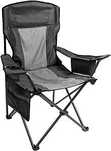 Folding Camping Chair With Large Cup Holders & Cooler , Black+grey - Black+grey