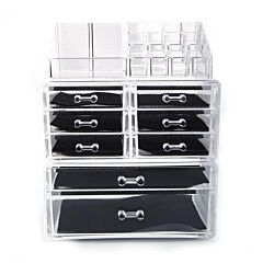 Cosmetics Storage Rack With 6 Small & 2 Large Drawers Transparent Yf - Transparent