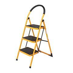 3 Step Ladder Folding Step Stool, Anti-slip With Rubber Hand Grip, Portable Home And Kitchen Anti-slip Stepladder, Rt - Yellow