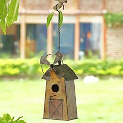Metal Hanging Birdhouses (windmill Accent) - As Pic