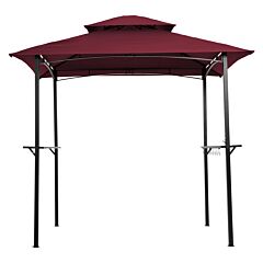 Outdoor Grill Gazebo 8 X 5 Ft, Shelter Tent, Double Tier Soft Top Canopy And Steel Frame With Hook And Bar Counters,burgundy Yk - Burgundy