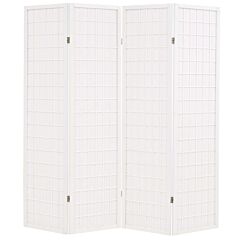 Folding 4-panel Room Divider Japanese Style 63"x66.9" White - White