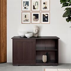 42.1 Inch Industrial Sideboard Features 2 Sliding Doors, 2 Cabinets With Large Storage Spaces - Dark Brown - Dark Brown