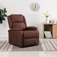 Tv Recliner Chair Brown Fabric - Brown