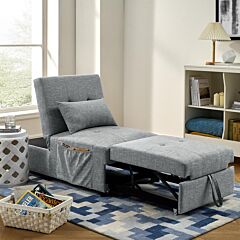 Folding Ottoman Sleeper Sofa Bed, 4 In 1 Function, Work As Ottoman, Chair ,sofa Bed And Chaise Lounge For Small Space Living, Grey - As Picture