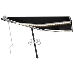Manual Retractable Awning With Led 157.5"x118.1" Anthracite - Anthracite