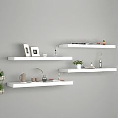 Floating Wall Shelves 4 Pcs White 31.5"x9.3"x1.5" Mdf - White