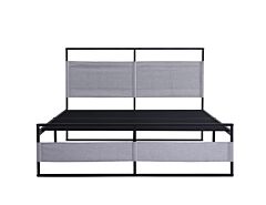 V1 Metal Bed Frame 14 Inch Queen Size With Headboard And Footboard, Mattress Platform With 12 Inch Storage Spac - Grey