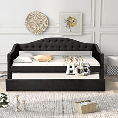 Upholstered Twin Size Daybed With Trundle - Gray
