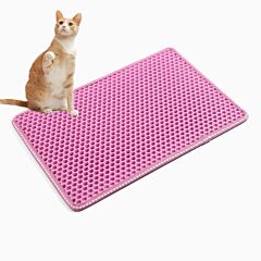 Cat Litter Mat, Kitty Litter Trapping Mat, Double Layer Mats With Mili Shape Scratching Design, Urine Waterproof, Easy Clean, Scatter Control 21" X 14" Pink - Pink