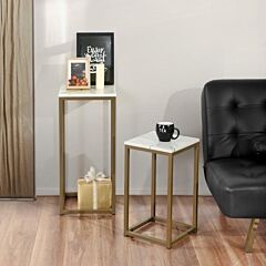 Set Of 2 End Table Set, Set Of 2 Square Side Tables - As Picture
