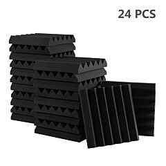 Free Shipping 24pcs 12"x12"x2" Acoustic Foam Panel Wedge Studio Soundproofing Wall Padding Black  Yj - Black