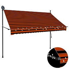 Manual Retractable Awning With Led 98.4" Orange And Brown - Orange