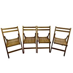 Furniture Slatted Wood Folding Special Event Chair - Honey Color, Set Of 4 ,folding Chair, Foldable Style - Teak