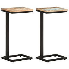 Side Tables 2 Pcs 12.4"x9.6"x25.4" Solid Reclaimed Wood - Brown