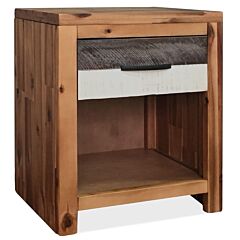 Bedside Table Solid Acacia Wood 15.7"x11.8"x18.9" - Brown