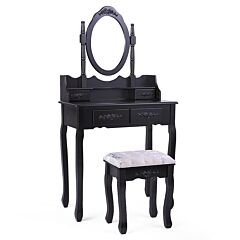 Double Drawer Dressing Table-black - Black