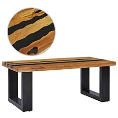 Coffee Table 39.3"x19.6"x15.7" Solid Teak Wood And Lava Stone - Multicolour