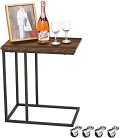C-shaped End Table Vintage Side Table Brown - Brown