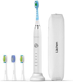 Electric Toothbrush, Lachen Sonic Toothbrushes With 4 Brush Heads, 5 Modes, Smart Timer, Travel Bag, Usb Rechargeable Toothbrush, Fast Charge For 60 Days Use - White