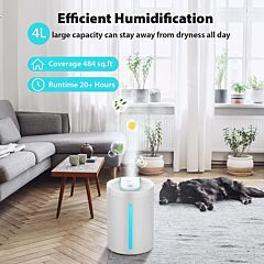 Humidifiers, Top Fill Cool Mist Humidifier For Bedroom Large Room Baby Home, Quiet Ultrasonic, Essential Oil Diffuser, Uhm-js02 4l, White - White
