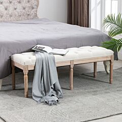 End Of Bed Bench Upholstered Entryway Bench French Benchwith Rubberwood Legs For Bedroom/entry/hallway - As Picture