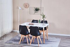 Edlmh Set Of 4, Abs Pp Nordic Dining Chair With Beech Wood Legs For Dining Room, Living Room, Office, Bedroom, Black - Black