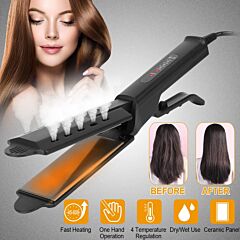 Electric Hair Straightener 4 Temperature Scissor Ceramic Flat Iron Wet Dry Use Bangs Splint Glider Hair Clip Straightener - Black