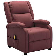 Massage Recliner Wine Red Faux Leather - Red