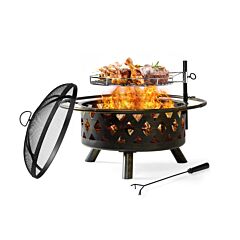 Outdoor Recreation Dinning Barbeque 2-in-1 Heating & Bbq Fire Pit - Black 22in