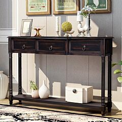 Trexm Console Table Sofa Table With Drawers For Entryway With Projecting Drawers And Long Shelf (espresso) - As Picture