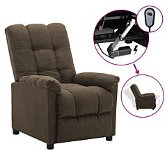 Electric Recliner Brown Fabric - Brown