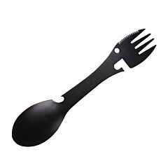 5 In1 Portable Fork Spoon Multi-function Camping Tool Stainless Steel Titanium Spork Outdoor - Black