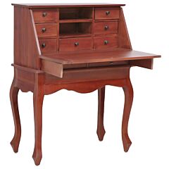 Secretary Desk Brown 30.7"x16.5"x40.6" Solid Mahogany Wood - Brown