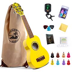 Soprano Ukulele 21 Inch Mahogany Mini Kids Guitar Hawaiian Ukelele Instrument Kit Ukalalee For Beginner Adults Kids Starter(yellow) - 21"