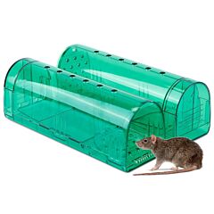 2pcs Reusable Humane Mouse Trap Live Catch And Release Mouse Cage Animal Pest Rodent Hamster Capture Trap - Green