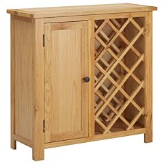 Wine Cabinet For 11 Bottles 31.5"x12.6"x31.5" Solid Oak Wood - Brown