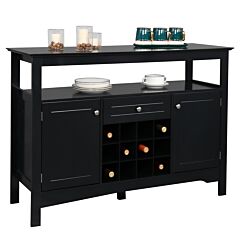 Fch Two Doors One Drawer With Wine Rack Sideboard Entrance Cabinet Black Rt - Black
