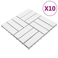 Decking Tiles 10 Pcs White 11.8"x11.8" Solid Acacia Wood - White