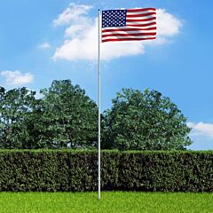 Us Flag And Pole Aluminum 19.7' - Multicolour