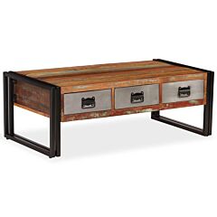 Coffee Table With 3 Drawers Solid Reclaimed Wood 39.4"x19.7"x13.8" - Brown