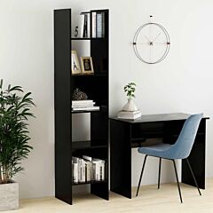 Book Cabinet Black 15.7"x13.8"x70.9" Chipboard - Black