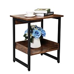 Side Table 2-tier Coffee Tea End Table Nightstands For Sofa Simple Industrial Style - Vintage - Vintage