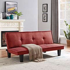 Modern Fabric Futon Sofa Bed,convertible Folding Futon Sofa Bed Sleeper For Home Living Room.(red) - As Picture