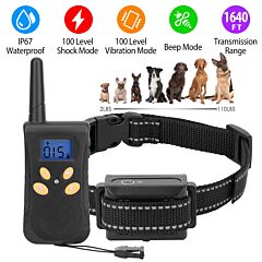 Dog Training Collar Ipx7 Waterproof Pet Beep Vibration Electric Shock Collar - Black