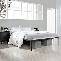 Modern Full Metal Queen Size Bed With Slat Support - No Mattress - No Box Spring Needed - Black